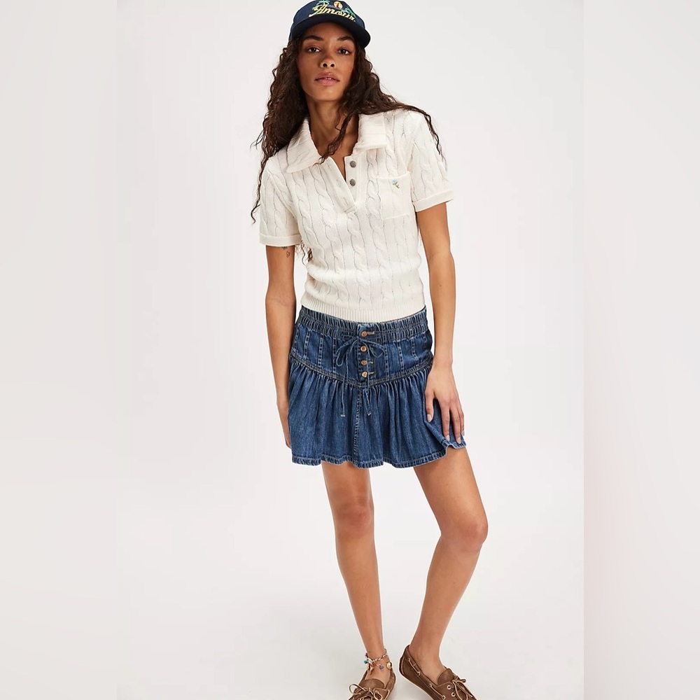 Free People NWOT Roselle Denim mini skirt- m - Picture 2 of 7